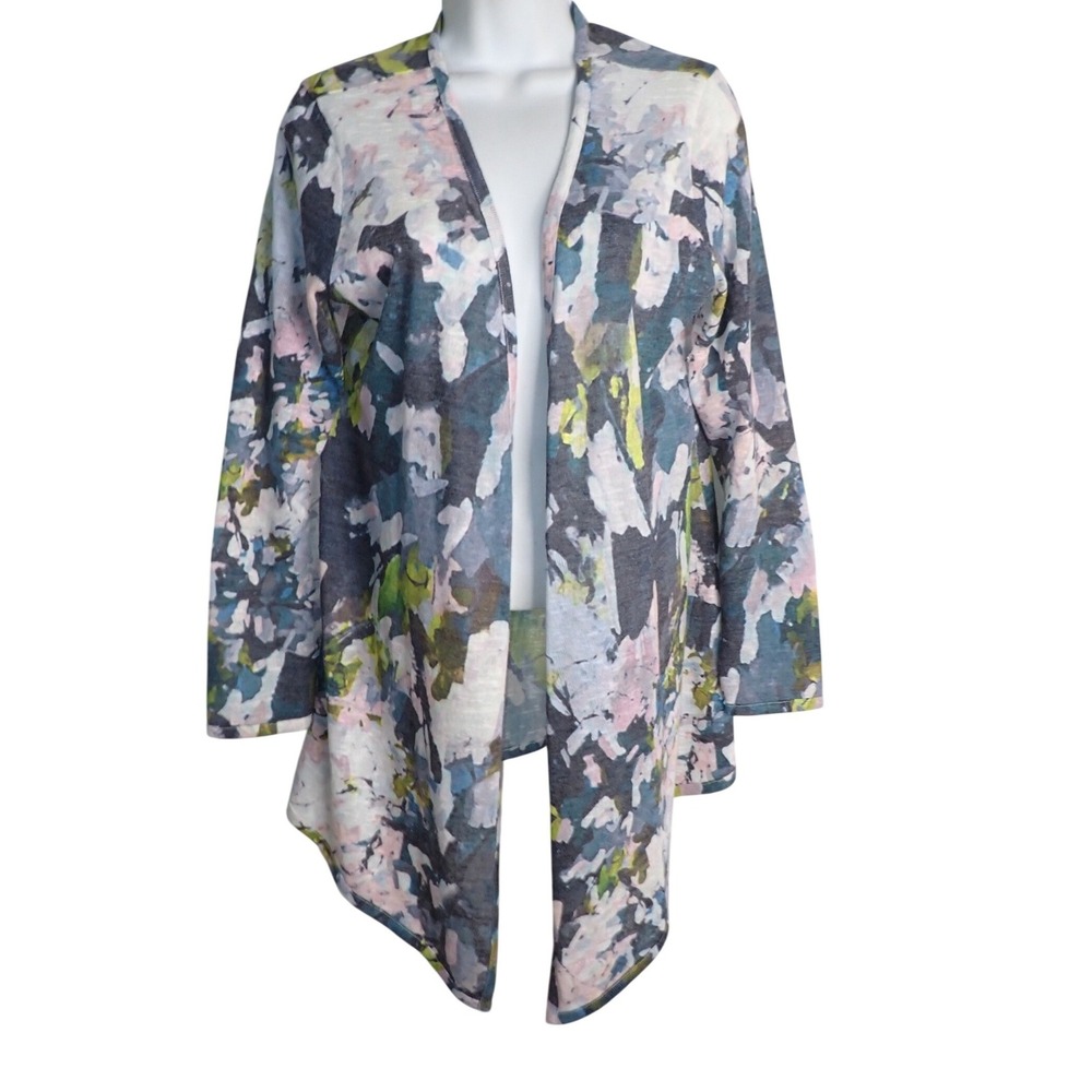 Soft Surroundings Women's Floral Abstract Open Front Cardigan Size S Artsy boho
